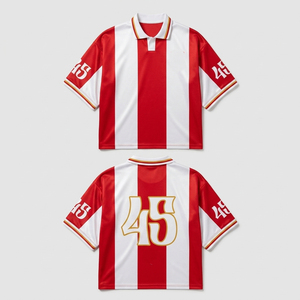 Maillot de football rétro pour homme, col en V, respirant, anti-humidité, tissu 100% polyester, emplacements pour logo personnalisé, sangle réglable - Product Image 4