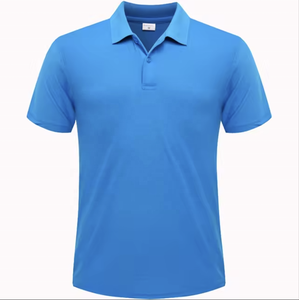 Camiseta de golf de manga corta transpirable de algodón informal de talla grande para hombre con logotipo personalizado patrón sólido tejido de punto - Product Image 4