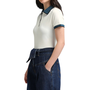 Camiseta Polo de Manga Corta para Niñas, Casual, Bordada, con Patrón a Cuadros, Transpirable, de Secado Rápido, con Cuello en Contraste y Cierre de Cremallera, Personalizable - Product Image 3