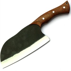 Couteaux à découper polyvalents avec lame en acier forgé rustique, manche en bois confortable et étui en cuir pour la découpe de la viande - Product Image 1