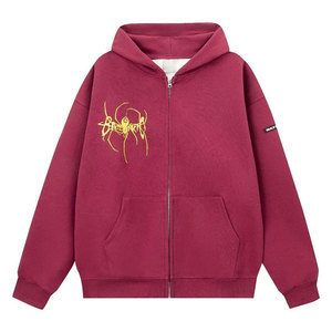 Sudadera con Capucha y Cremallera Wearpex Personalizada con Estampado de Araña Hip Hop, Holgada, Informal, para Parejas, Talla Grande, 100% Algodón - Product Image 5