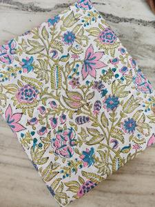 Tissu en coton imprimé au bloc élégant, écologique, réutilisable, à motifs floraux, impression personnalisée, fournisseur de tissus imprimés à la main en gros - Product Image 2