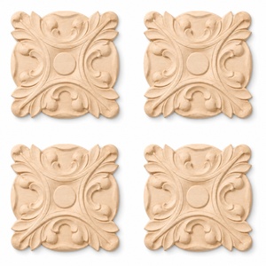 Aplique Decorativo de Madera de Arce Sólido con Roseta Floral, Tallado en Madera para Gabinetes de Cocina, Roseta de Madera Sólida - Product Image 1