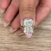 Anillo de Compromiso Solitario con Diamante Cultivado en Laboratorio de Corte Brillante Ovalado de 7 Quilates, Color E, Claridad VVS2, Certificado IGI, Oro Amarillo de 14k para Mujer