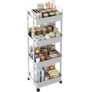 Three‑Tier Rolling Cart with Black Metal Frame Wooden <b>Shelves</b> Handlebar Mobile Serving Trolley <b>Rustic</b> Industrial Storage.. - Product Image 5