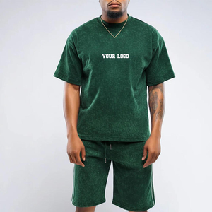 Conjuntos de Shorts Casuales de Verano para Hombre, 2 Piezas, Camiseta de Manga Corta con Hombros Caídos y Conjunto de Verano para Hombre a Precio Económico - Product Image 1