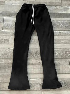 Men's <b>Black</b> Flare <b>Pants</b> Elastic Waist Drawstring Casual Wide Leg Cotton Trousers With Side Pockets Autumn Wear - Product Image 5