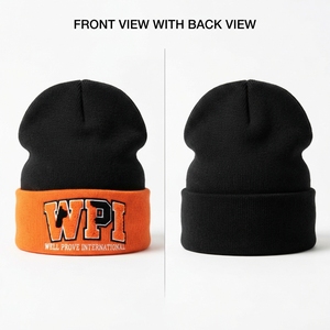 Premium Quality 260 GSM Cotton Yarn Knit Breathable & <b>Waterproof</b> Stacked <b>Beanie</b> Black Slouchy Cap Custom Logo Streetwear Unisex - Product Image 5