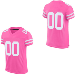 Camiseta de Fútbol Americano Rosa para Mujer, Cuello en V, Manga Corta, Malla Transpirable, Número Personalizado 00, Color Sólido - Product Image 2