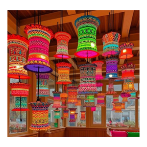 Traditional Vietnamese Brocade <b>Lantern</b> Handmade Decorative Hanging Light for Celebration Festival Event Wedding Resort Decor - Product Image 3