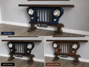 Table de bar console vintage industrielle Jeep avec plateau en bois, mobilier automobile pour bar à domicile, restaurant, hôtel, pub, café - Product Image 4