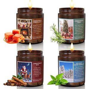 Ensemble de 4 bougies parfumées à la cire de soja sur le thème de Noël, pour la décoration de la maison, cadeaux pour hommes et femmes, collection du Nouvel An - Product Image 1