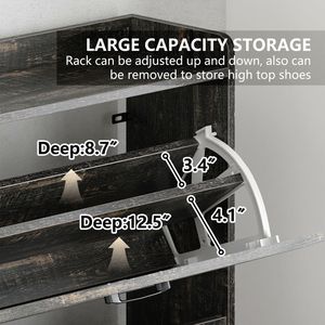 Large Capacity <b>Grey</b> Shoe <b>Cabinet</b> for Home Entry and Entrance Balcony Storage Shoe Rack - Product Image 6