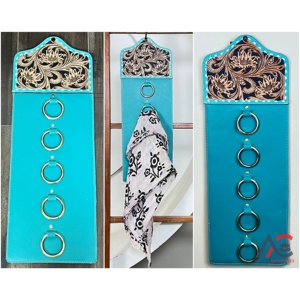 Soporte para Bufandas de Cuero Vacuno Estilo Occidental, Hecho a Mano, con Anillos Metálicos Resistentes para el Hogar y el Granero, Exhibidor de Bufandas de Diseño - Product Image 1