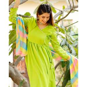 Ensemble de costume en mousseline de soie vert lime - Taille XS - Product Image 6