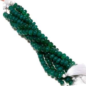 ลูกปัดออนิกซ์สีเขียวทรงกลมเรียบ ลูกปัดพลอยออนิกซ์สีเขียวธรรมชาติสำหรับทำเครื่องประดับ DIY - Product Image 1