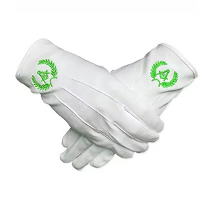 Gants de cérémonie professionnels en coton blanc pour réunions rituelles, insignes fraternels, doux et respirants - Product Image 4