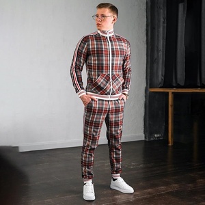 Chaqueta Bomber con estampado de cuadros para hombre, traje de chándal con cremallera, dobladillo acanalado y puños, raya lateral, nuevo diseño - Product Image 3