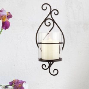 เชิงเทียนโลหะติดผนังสำหรับเทียนทรงกระบอก เหมาะสำหรับตกแต่งภายในโรงแรม ห้องนอน และห้องนั่งเล่น - Product Image 1