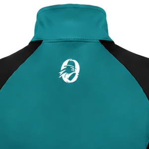 Women Quarter Zip Athletic <b>Top</b> Teal Long Sleeve Fitted Sports Training Shirt High Collar <b>Thumbhole</b> Performance Activewear - Product Image 5