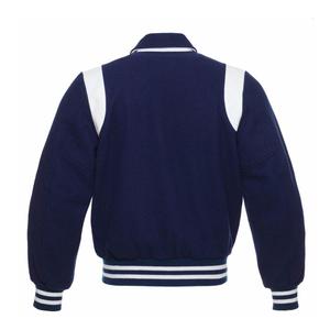 Veste varsity en laine mélangée noire pour homme avec rayures blanches, col rabattu, vêtement décontracté pour l'automne - Product Image 4