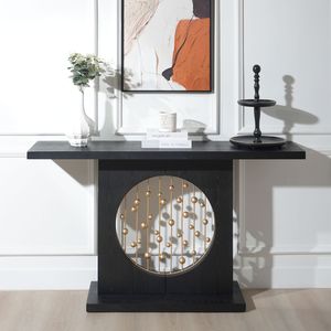 Modern 56in Wood Console <b>Table</b> <b>Black</b> with Gold Accent Decorative Entryway or Narrow <b>Sofa</b> <b>Table</b> for Entrances - Product Image 1