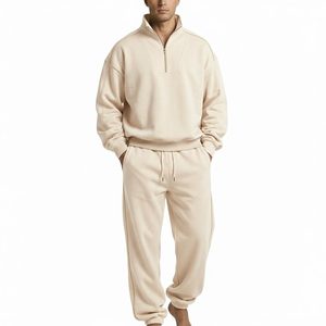 ชุดวอร์มผ้าฝ้ายคุณภาพสูง 100% สกรีนลายตามสั่ง ชุดออกกำลังกายแบบ unisex สำหรับผู้ชาย เสื้อฮู้ดและกางเกงวอร์ม - Product Image 1