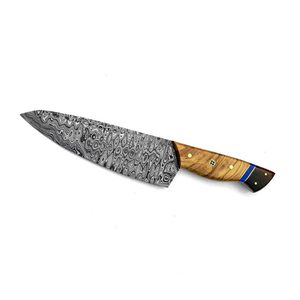 Cuchillo de Cocina de Acero de Damasco, Hoja con Punta Caída, Mango de Madera, 14 cm de Longitud, Borde Biselado, Cuchillo Profesional para Chef - Product Image 6