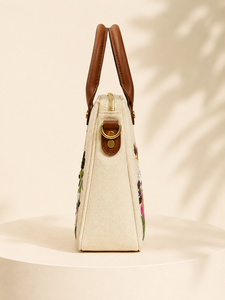 Sac à bandoulière Hobo en toile brodée de sequins avec poignée en cuir véritable, fermeture éclair, pour femme, usage quotidien - Product Image 5