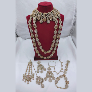 JeweleMarket Ethnic Gold Plated Austrian Crystal <b>Bridal</b> <b>Jewelry</b> <b>Set</b> with Necklace & Earrings for Women's - Product Image 3