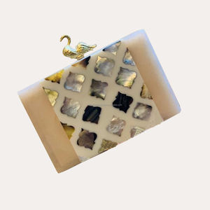 Women's Casual <b>Vintage</b> Style <b>Clutch</b> <b>Bag</b> Handmade Resin with Mother of Pearl Inlay Brass Decoration Prime Design for Fashion Lady - Product Image 2