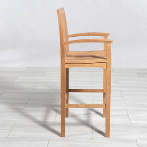 Chaise de bar d'extérieur en teck massif moderne, design minimaliste et durable, fabricant de meubles pour patio et centres de villégiature. - Product Image 3