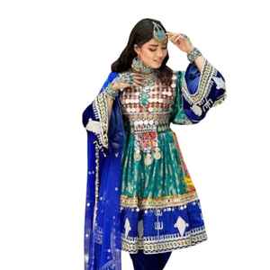 Nouvelle arrivée, robe de mariée traditionnelle afghane Kuchi, broderie en dentelle faite à la main, coupe en A, 100% polyester, prix de gros pour femmes - Product Image 1