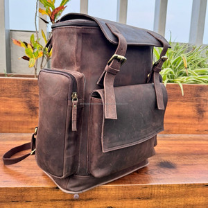 Mochila para ordenador portátil de cuero de grano completo Vintage personalizada para hombre, mochila escolar, mochila de viaje para acampar, mochilas de cuero para hombre - Product Image 3