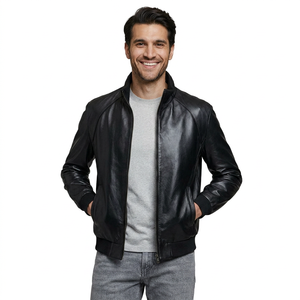 Veste en cuir de qualité supérieure fabriquée en usine pour l'hiver, tendance mode, avec col à capuche réglable pour homme - Product Image 4