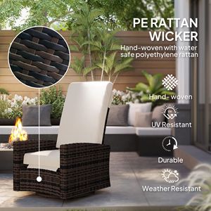 Poltrona Reclinabile Girevole in Vimini Impermeabile Color Kaki con Poggiapiedi Sollevabile e Rotazione a 360° - Product Image 4