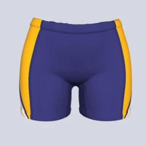 Shorts de sport tricotés taille haute pour femme, color block violet et jaune, taille élastique, respirant, en Spandex et Polyester - Product Image 3
