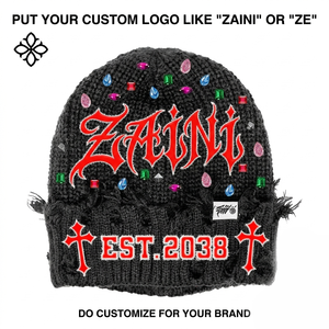 หมวกบีนนี่อะคริลิกถักคุณภาพพรีเมียม ZAINI ZI-063 240 GSM สำหรับทุกเพศ สีกรมท่า เทา แดงเลือดหมู ปักลายเพชร - Product Image 6
