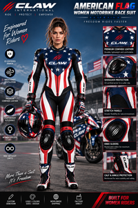 Combinaison de course pour femmes, drapeau américain, nylon, imperméable, ignifuge, respirante, vêtements de course automobile, combinaison de moto personnalisée - Product Image 2