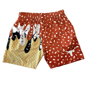 <b>Men's</b> Ice Print Front Board <b>Shorts</b> 100% Polyester Mid Elastic Waist Breathable Quick Dry Eco-Friendly Casual Swimwear Red <b>Yellow</b> - Product Image 1