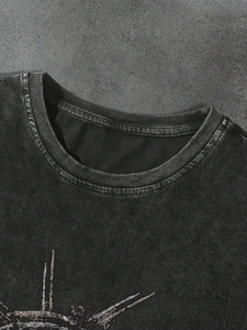 Camiseta de algodón con cuello redondo y manga corta para hombre, con estampado gráfico del lema de Nueva York y la Estatua de la Libertad, - Product Image 3