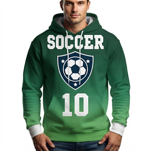 Sudadera con Capucha Verde para Hombre, con Número 10 y Logotipo de Escudo, Corte Regular, Informal, para Otoño, Diseño Estampado, Bolsillo Delantero - Product Image 1