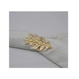 Elegante Anillo para Servilletas de Aluminio con Hoja Dorada, Decoración Botánica para Mesa de Boda, Ecológico y Duradero para Banquetes - Product Image 4