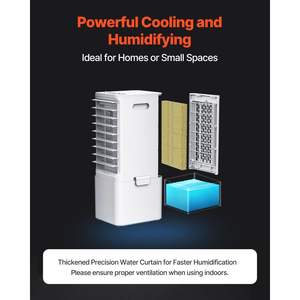 Refroidisseur d'air évaporatif portable 9L 550 CFM alimenté par courant alternatif avec 2 bacs à glace Garantie de 2 ans - Product Image 3