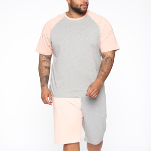 Ensemble deux pièces unisexe pour homme : T-shirt et short d'été avec taille élastique, motif uni respirant – Conception 2-en-1 - Product Image 2