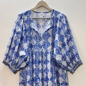 Vestido Casual Midi para Mujer, Tejido 100% Algodón, Liso, Manga Corta, Cintura Imperio, Estilo Babydoll, Cuello en V, Holgado, Funcional - Product Image 2