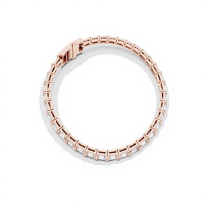 Minimalist U-Prong Baguette Lab Diamond Tennis <b>Bracelet</b> 10K 14K 18K Solid Gold Unisex Design - Product Image 5