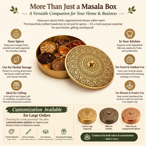 Masala Dabba de Latón Hecho a Mano con Tazas Interiores para Especias | Solución Premium para Almacenamiento de Especias Indias para Restaurantes y Cocinas de Lujo - Product Image 4