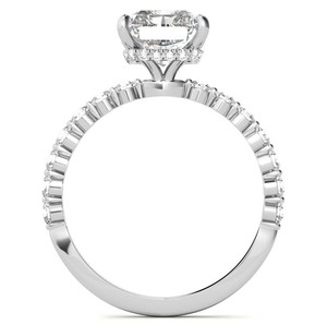 Anillo de Compromiso, Boda o Promesa con Moissanita de Corte Radiante de 7.5mm, Halo, Plata de Ley 925, Bañado en Oro Rosa, Engaste de Garras - Product Image 3