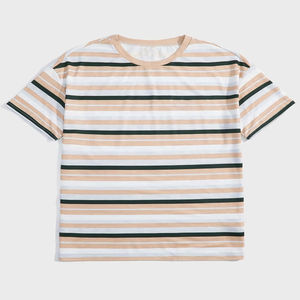 Camiseta de Manga Corta con Cuello Redondo y Rayas, Estilo Casual, Personalizada OEM, para Hombre, Camisetas Deportivas, Camisetas de Verano con Rayas, Estilo Hip Hop - Product Image 4